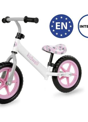 Дитячий біговел - велосипед kidwell rebel для дівчинки 3-4 роки. біговел для дівчинки.  біло-рожевий1 фото