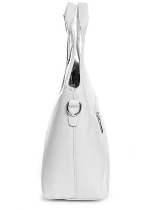 Стильная женская сумка из натуральной мягкой кожи alex rai 2038-9 белая4 фото