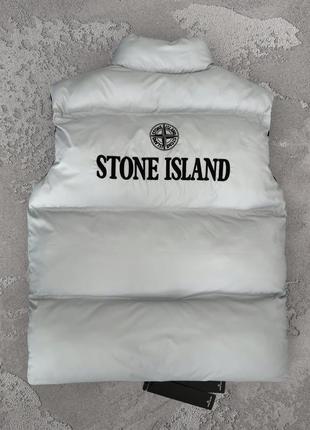 Мужская жилетка stone island весенняя осенняя безрукавка спортивная стон айленд серая2 фото