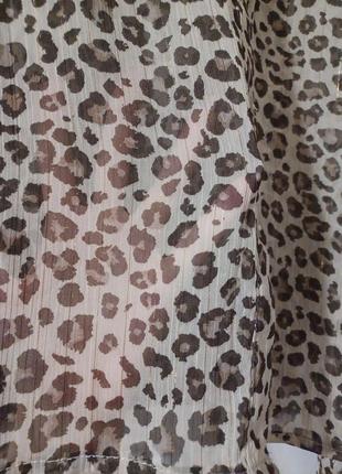 Шифонова блуза рубашка з рюшами нитка люрекс леопард7 фото