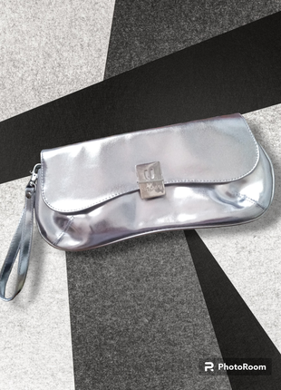 Сумка клатч гаманець косметичка срібного кольору нова ідеальний стан