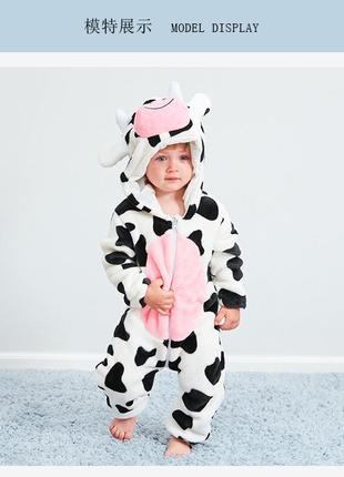 Дитяча піжама костюм кігурумі корівка для хлопчиків і дівчаток, фланель2 фото
