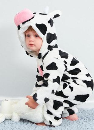 Дитяча піжама костюм кігурумі корівка для хлопчиків і дівчаток, фланель5 фото