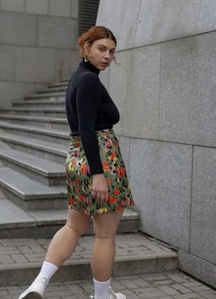 Шелковая короткая мини юбка у леопардовый принт / в лео принт украинского бренда sho gooska6 фото