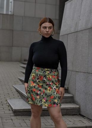 Шелковая короткая мини юбка у леопардовый принт / в лео принт украинского бренда sho gooska4 фото