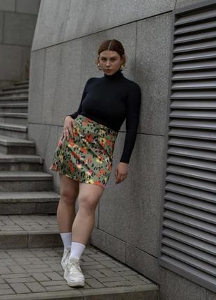 Шелковая короткая мини юбка у леопардовый принт / в лео принт украинского бренда sho gooska5 фото