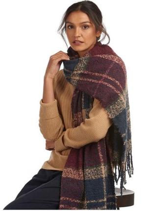 Шарф жіночий barbour women's tartan boucle scarf.1 фото