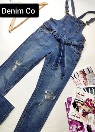 Комбінезон жіночий джинсовий брючний синього кольору від бренду denimco s1 фото