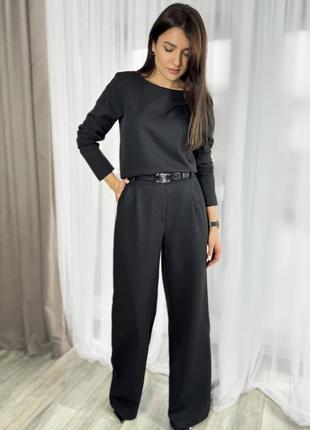 Сірий жіночий брючний костюм класичний брюки палаццо кофта костюмка повсякденний костюм5 фото