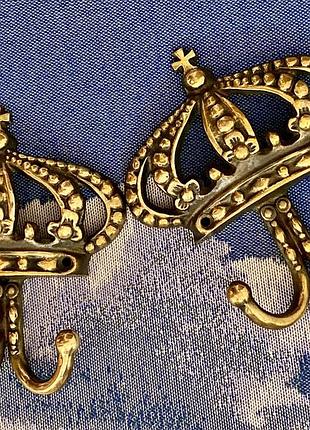 Бронзовые вешалки-крючки корона. подхват для штор.