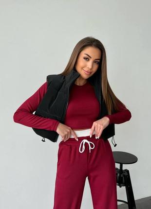 Костюм + жилетка🔥 s,m чорний беж та бордо