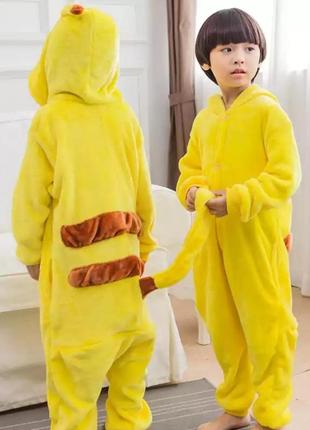 Костюм дитяча піжама кігурумі покемон жовтий пікачу дитячі костюми піжами кенгуру жовті покемони 110 см