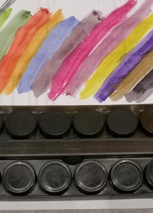 Фарби 12 кольорів, сухі на водній основі.2 фото