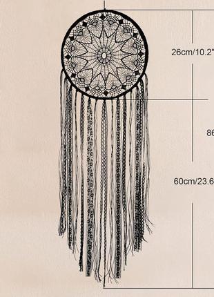 Nice dream black dream catcher, кружевной ловец снов ручной работы крючком для настенного декора, украшений, р3 фото