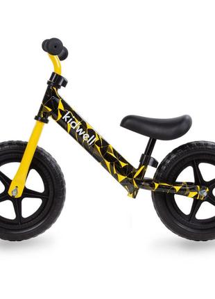 Детский беговел - велосипед kidwell rebel  для мальчика 3-4 года. беговел для мальчика. жёлтый6 фото