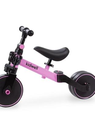 Рожевий біговел велосипед kidwell 3 в1 для дівчинки від 2-х років | біговел трансформер для дівчинки6 фото