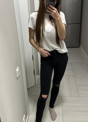 Джинси skinny з еластаном, висока посадка, жіночі massimo dutti темно-сірі, розмір 34/xs1 фото