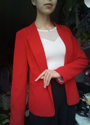 Классический пиджак оверсайз, красный пиджак женский, удлинённый жакет, удлинённый пиджак