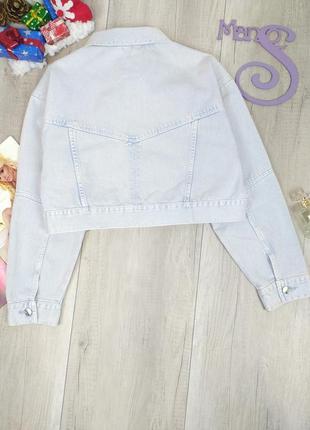 Женский джинсовый пиджак pull&bear короткий голубого цвета размер м4 фото