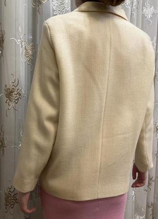 🎀 актуальний вовняний піджак двобортний тренд 2024 old money стильний молочного кольору 🎀4 фото