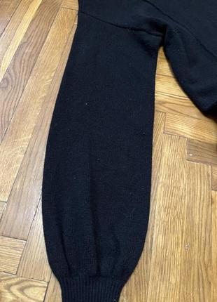 🖤 маленька чорна сукня міні/міді елегантна вовняна весняна кльош рукава на манжеті 🖤4 фото
