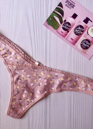 Хлопковые трусики-стринги victoria's secret pink2 фото