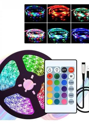 Светодиодная лента многоцветная 3528 rgb 5 м led c пультом