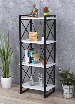 Стелаж скіф 4-550 ld білий для будинку і офісу. книжкова етарка для будинку у стилі лофт