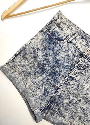 Шорти джинсові жіночі синього кольору в принт з високою посадкою від бренду janina xl3 фото