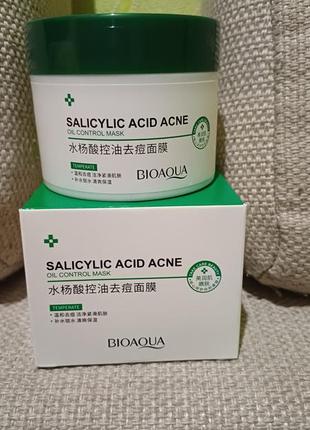 Маска с салициловой кислотой от акне, жирности и расширенных пор bioaqua salicylic acid acne oil control mask