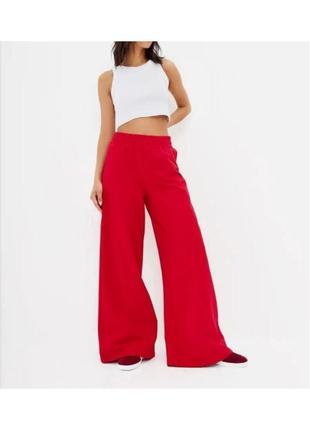 Жіночі штани труби кльош від стегна туреччина котон петля червоний3 фото