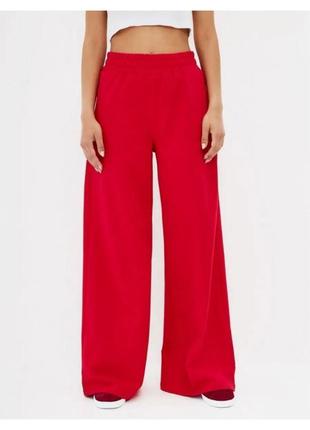 Жіночі штани труби кльош від стегна туреччина котон петля червоний4 фото