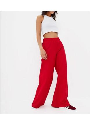 Жіночі штани труби кльош від стегна туреччина котон петля червоний9 фото