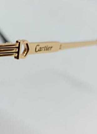 Очки в стиле cartier мужские солнцезащитные капли серый градиент в золотой металлической оправе9 фото