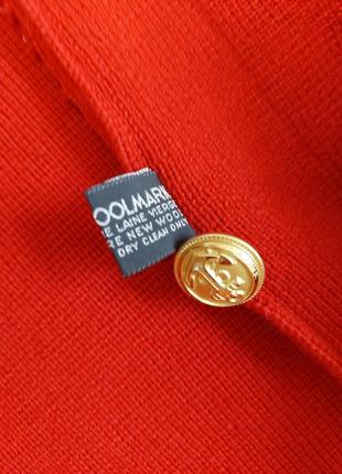 Шерстяная красная винтажная кофта🔹кардиган🔹железные фирменные пуговицы🔹карманы🔹carine paris (размер 38-40)8 фото