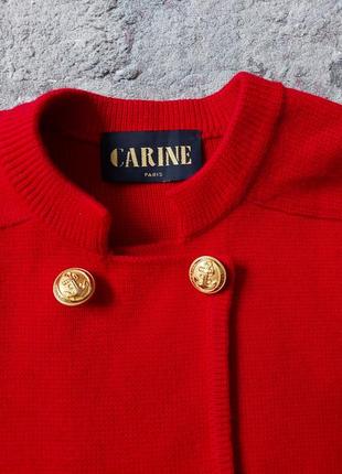 Шерстяная красная винтажная кофта🔹кардиган🔹железные фирменные пуговицы🔹карманы🔹carine paris (размер 38-40)9 фото