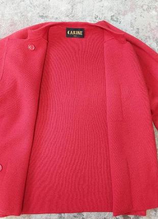 Шерстяная красная винтажная кофта🔹кардиган🔹железные фирменные пуговицы🔹карманы🔹carine paris (размер 38-40)7 фото