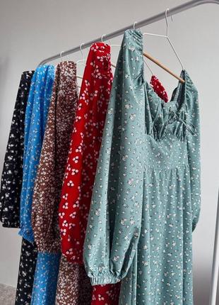 Платье сарафан миди с разрезом с завязками на груди софт принт8 фото