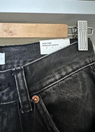 Чорно сірі варені джинси прямі zara straight fit high waist висока посадка рівні3 фото