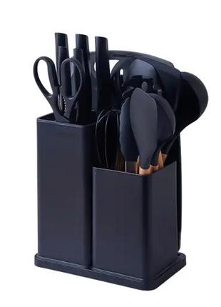 Силіконовий кухонний набір приладдя kitchen stuff 19 предметів black marketopt