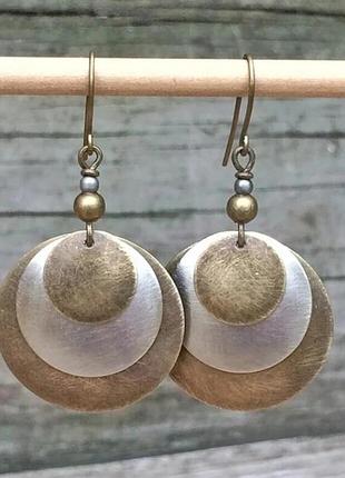 Серьги-подвески в ретро-стиле женские, сферические серьги с тремя слоями формы, висячие серьги третье солнце