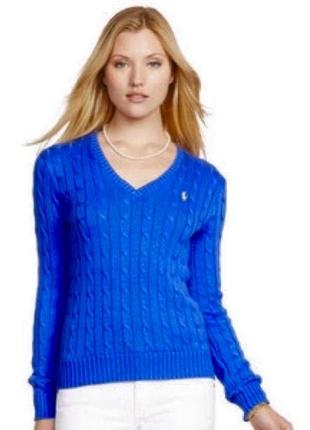 Ralph lauren cotton cable knit v свитер с горловиной, вязаный хлопковый свитер ralph lauren с v-образным вырезом синего цвета в-образный вырез