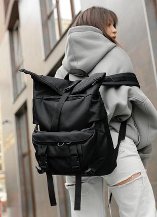 Жіночий рюкзак рол sambag rolltop double - тканиний чорний3 фото