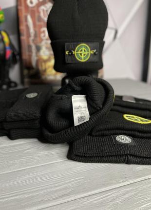 Чоловіча якісна шапка чорного кольору stone island стон айленд4 фото