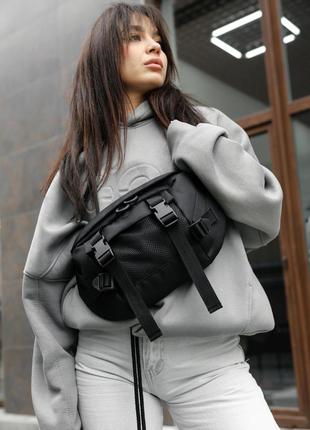 Жіночий рюкзак рол sambag rolltop double - тканиний чорний8 фото