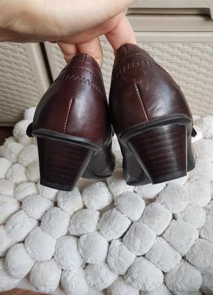 Коричневые кожаные туфли мэри джейн на низкой каблуке натуральная кожа 5th avenue6 фото