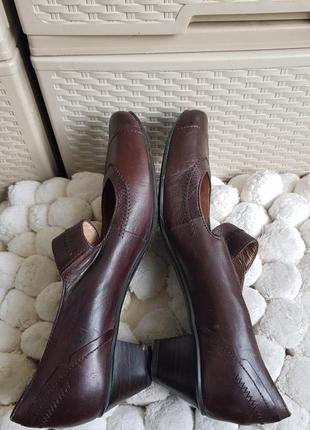 Коричневые кожаные туфли мэри джейн на низкой каблуке натуральная кожа 5th avenue3 фото