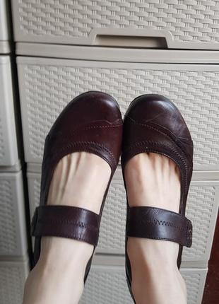 Коричневые кожаные туфли мэри джейн на низкой каблуке натуральная кожа 5th avenue8 фото