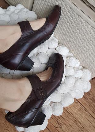 Коричневые кожаные туфли мэри джейн на низкой каблуке натуральная кожа 5th avenue9 фото