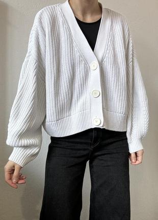 Білий кардиган бавовна білий светр з гудзиками джемпер пуловер реглан лонгслів кофта біла кардиган оверсайз4 фото